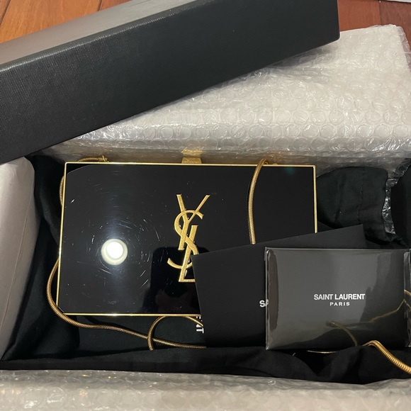 RARE Saint Laurent YSL Tuxedo Box Clutch Minaudière East West - Picture 7 of 16